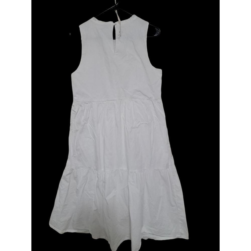 J. Crew White Sleeveless Tiered Midi Dress